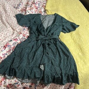 Elegant Green Polka Dot Dress